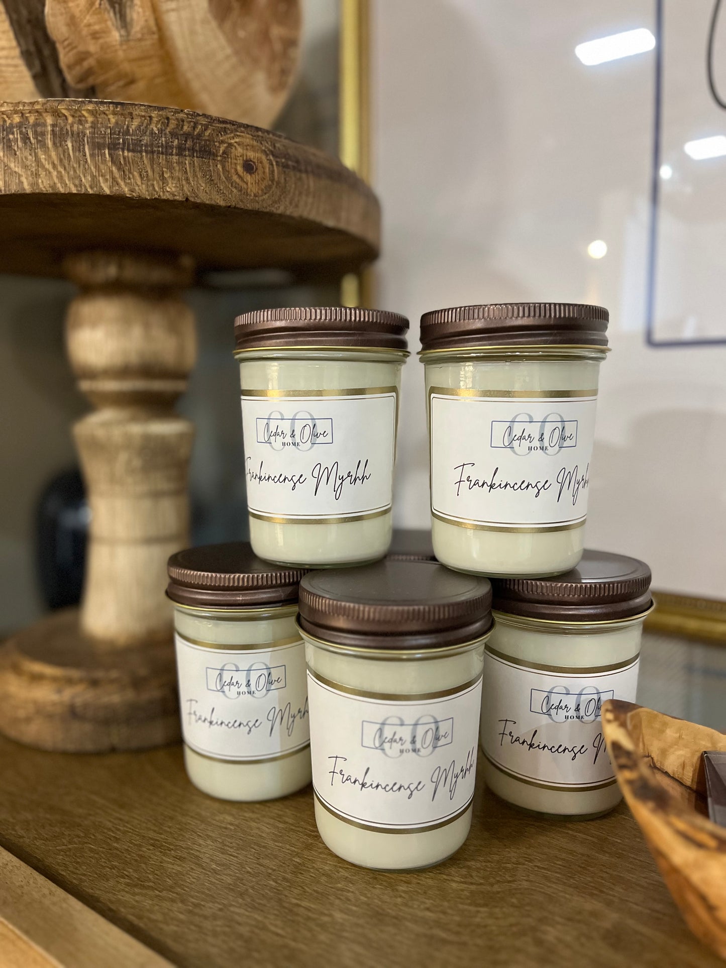 Cedar & Olive 8oz Mason Jar Soy Candles with Rustic Lid