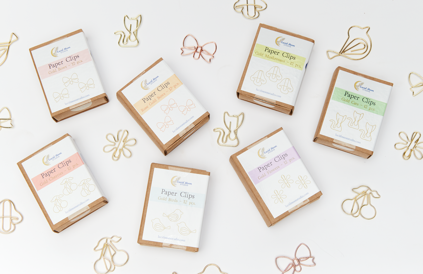 Gold Monstera Leaves Boxed Paper Clips - Set of 12