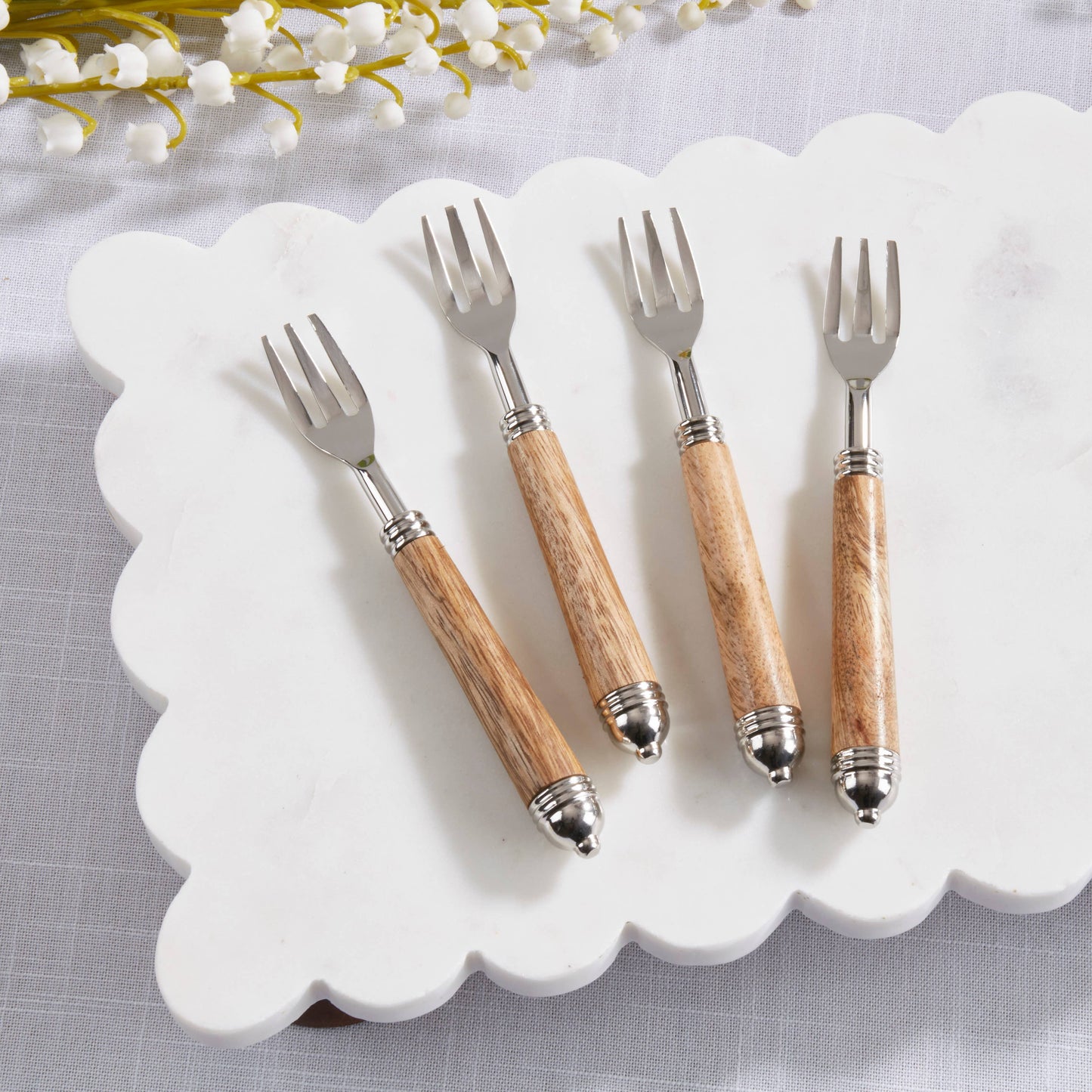 Mango Wood Handle Stainless Steel Appetizer Forks