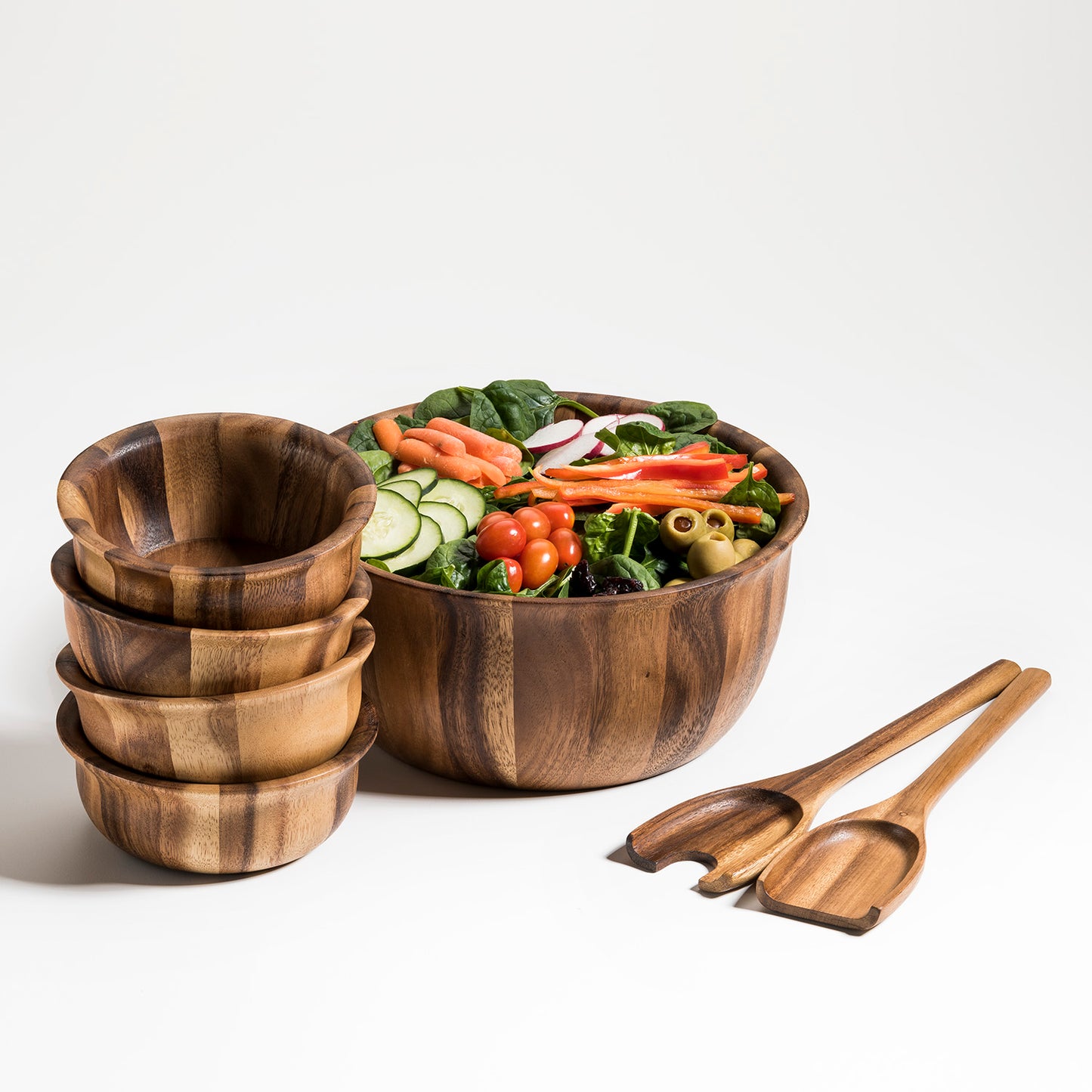 Soro Large Salad Bowl with servers & 4 Individuals