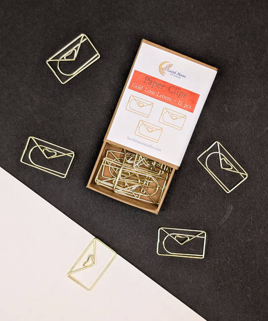 Gold Love Letters Boxed Paper Clips - Set of 12