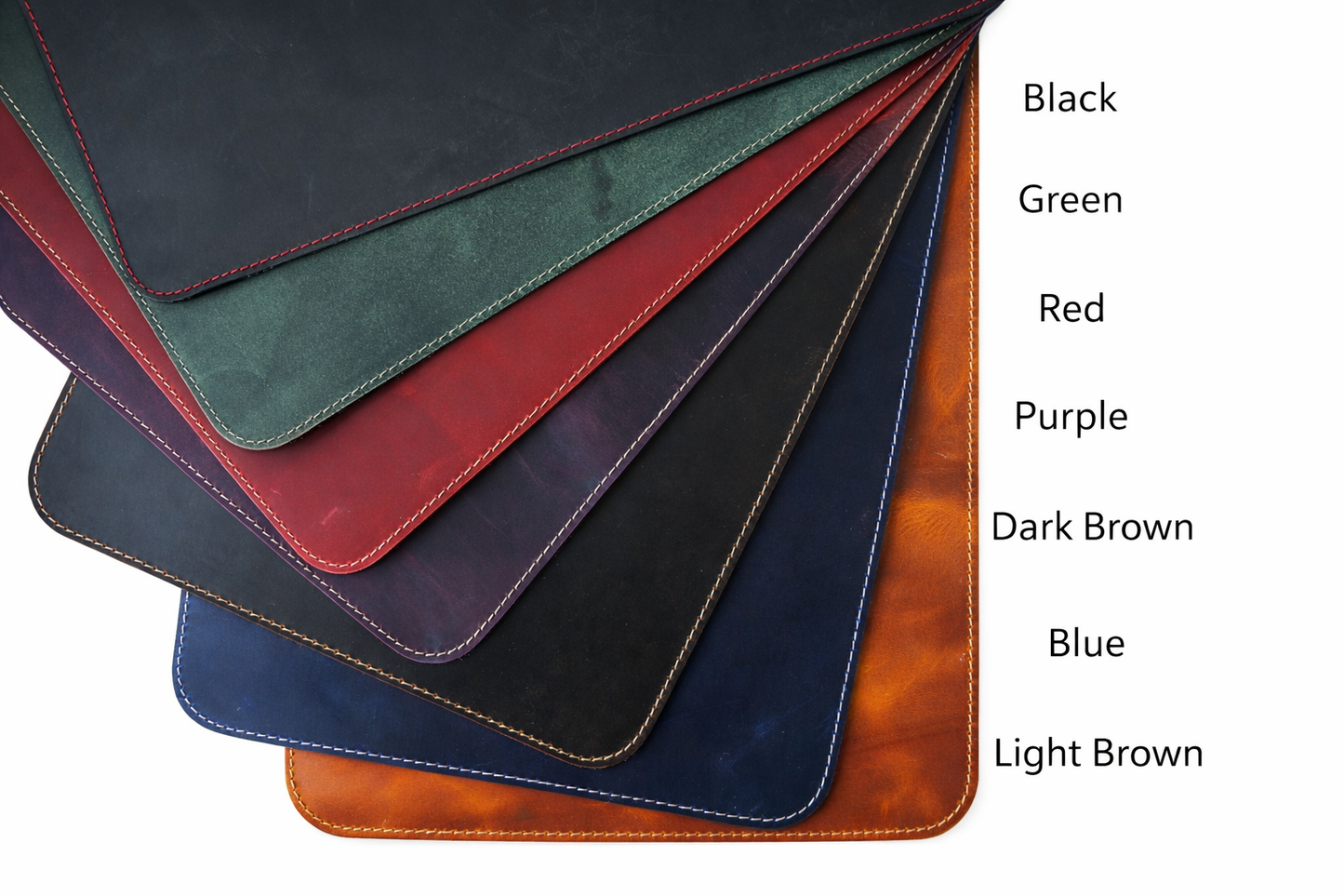 Premium Genuine Leather Mouse Pad, Stitched Edges