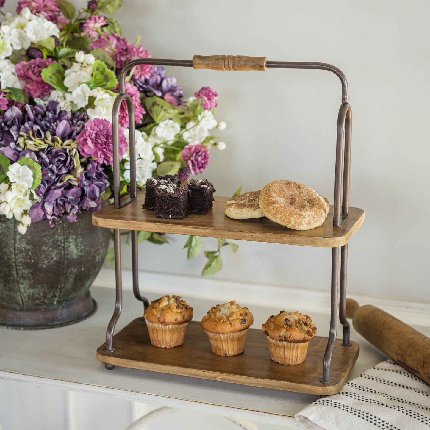 TWO TIER TABLETOP SHELF