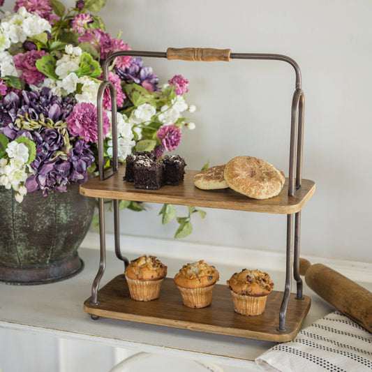 TWO TIER TABLETOP SHELF