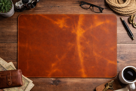 Premium Genuine Leather Mouse Pad, Stitched Edges