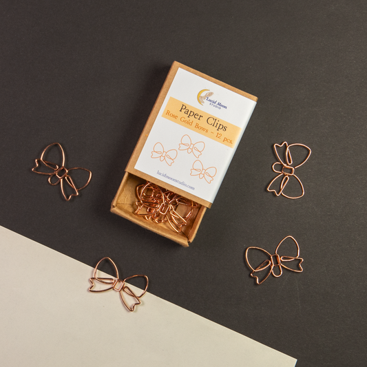 Rose Gold Bows Boxed Paper Clips- Set of 12