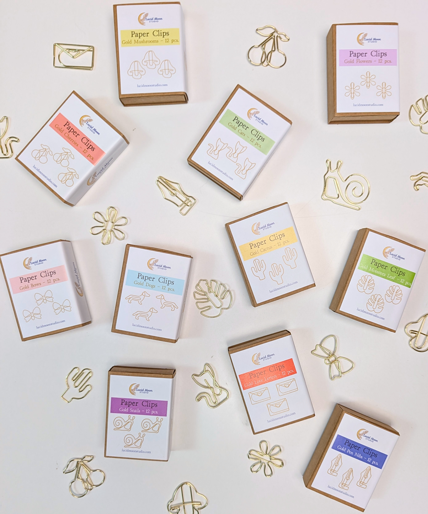 Gold Cactus Boxed Paper Clips - Set of 12