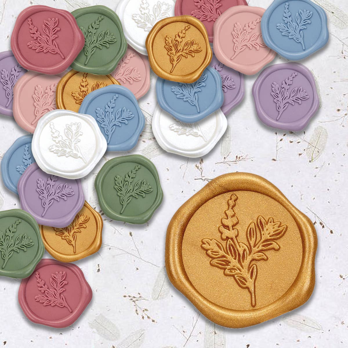 Botanical Adhesive Wax Seal Stickers 1 1/4" - 25 Pk-Multi