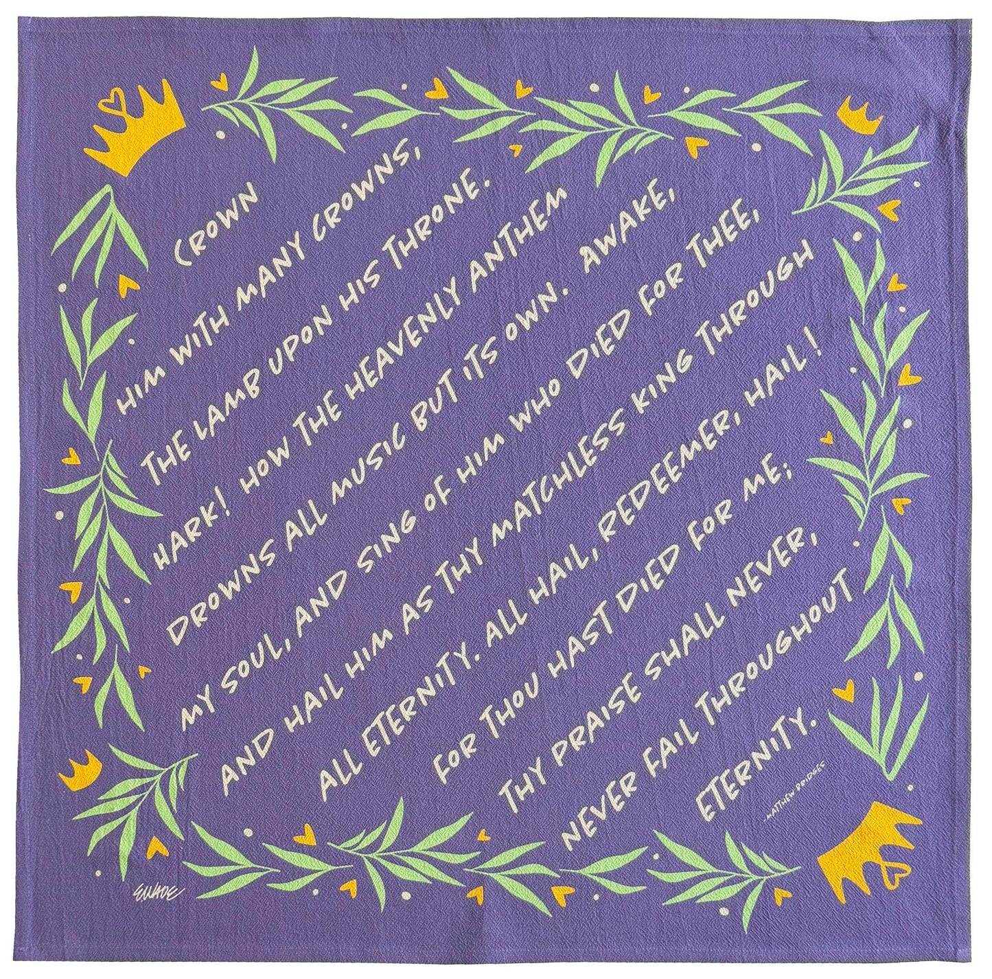Crown Him Hymn Tea Towel Easter